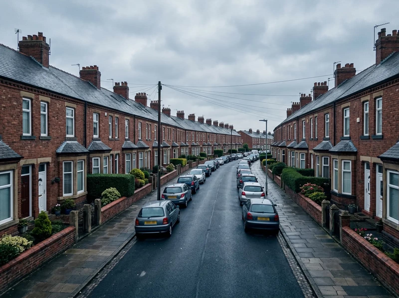 A residential terraced street in South Tyneside